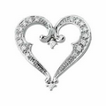 14K White 1/5 CTW Diamond Round Heart Chain Slide Pendant